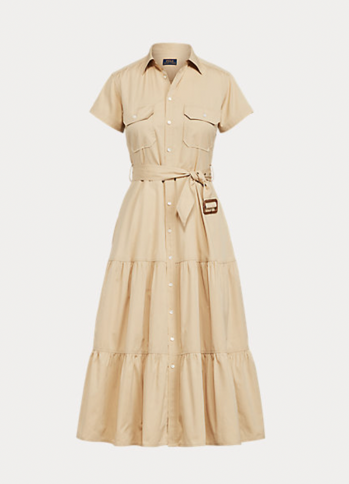 Tiered Cotton Midi Shirtdress