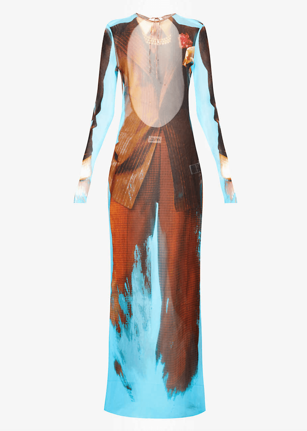 Semi-sheer Trompe-l’oeil-print Stretch-knit Midi Dress