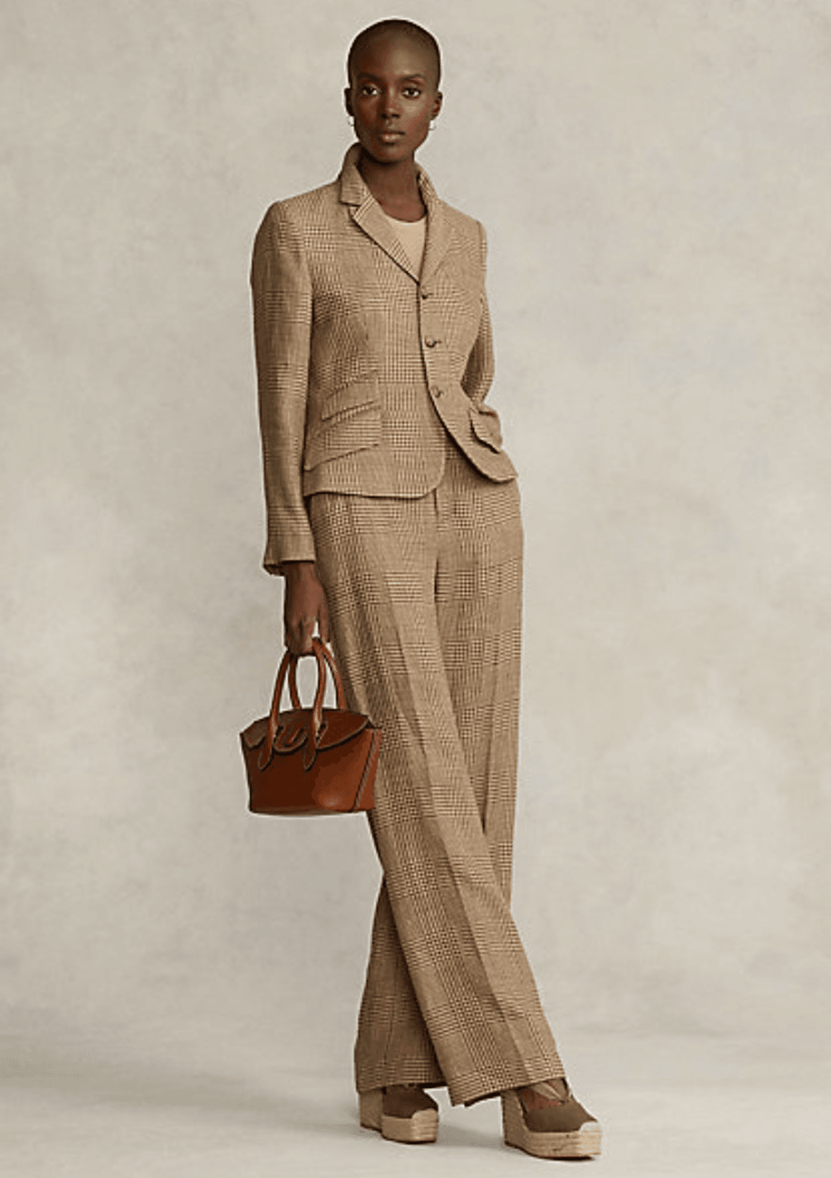 Houndstooth Tweed Wide-leg Pant