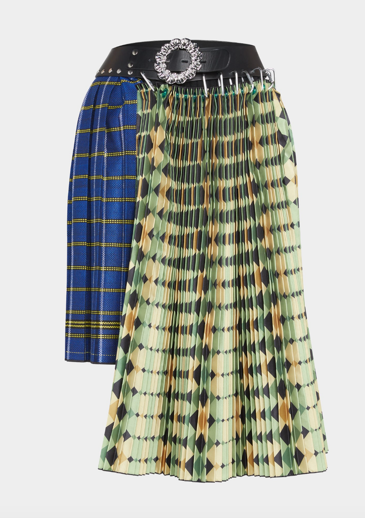 Mixed Media Spliced Argyle Print Skirt