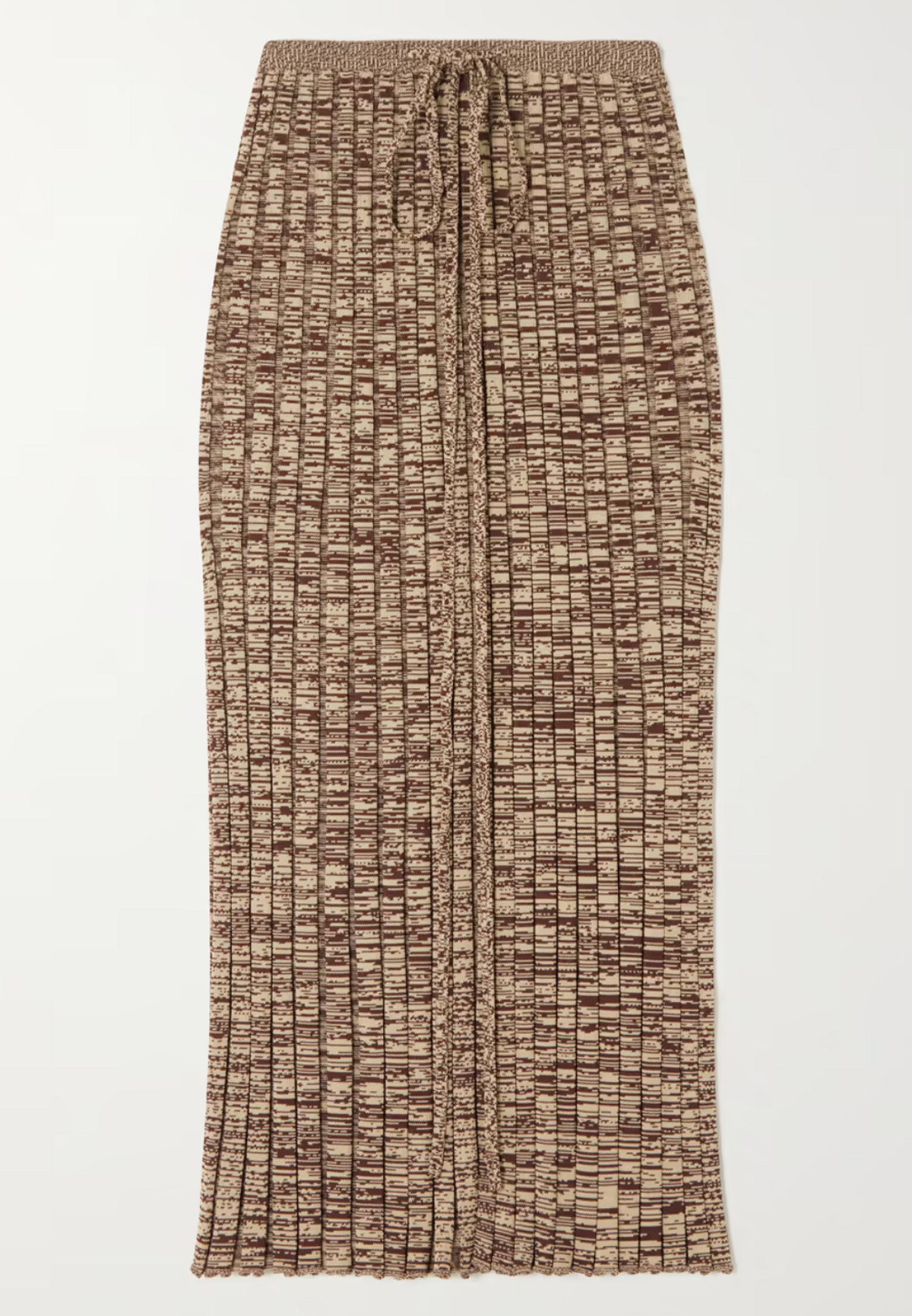 Mélange Ribbed-knit Midi Skirt