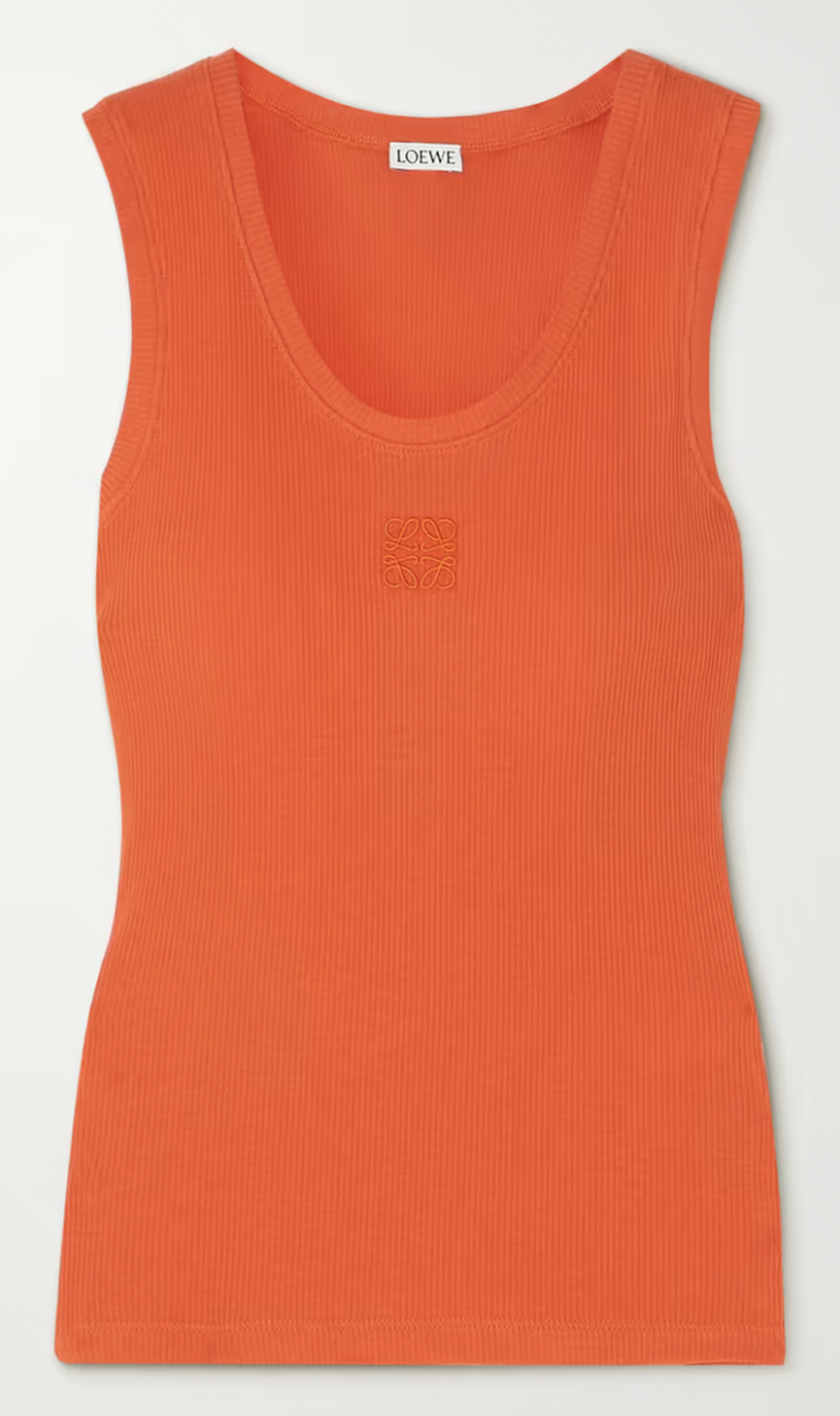 Embroidered Ribbed Stretch-Cotton Tank