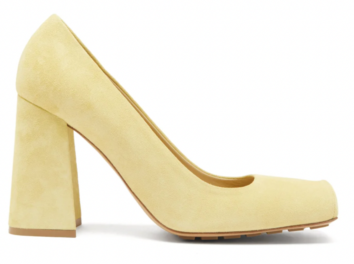 Tower Square-Toe Suede Pumps