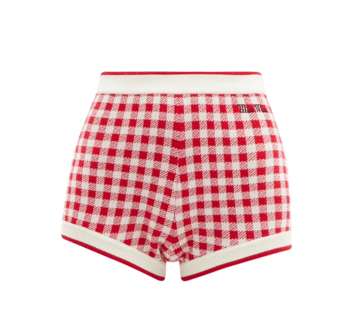 Logo-Embroidered Gingham Wool Shorts