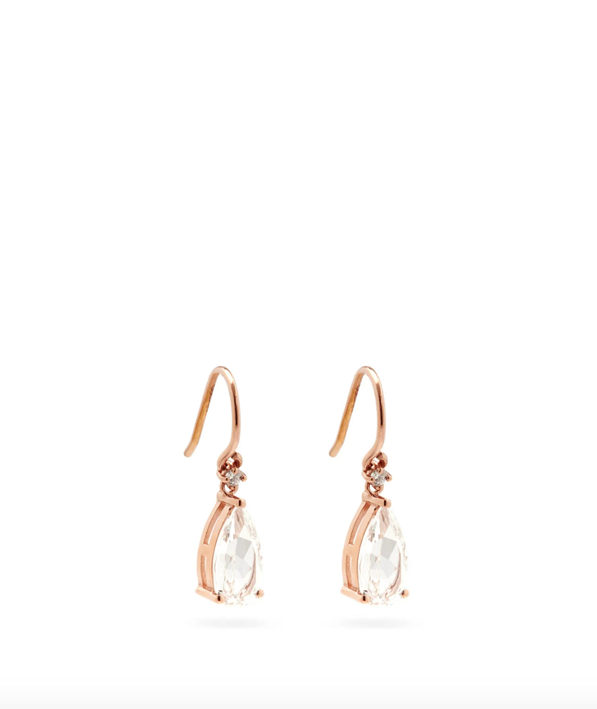 Diamond, Topaz, & 14kt Rose-Gold Drop Earrings