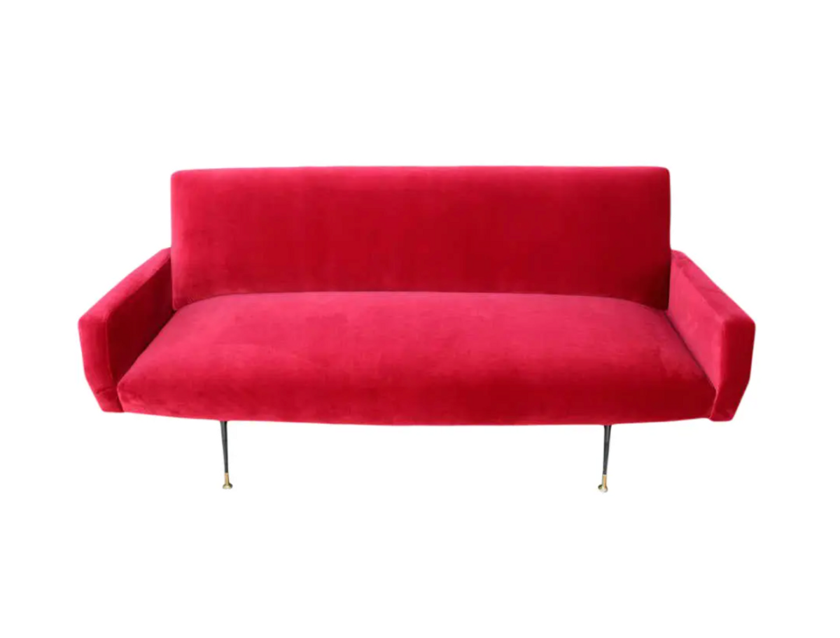 Italian Red Velvet Sofa
