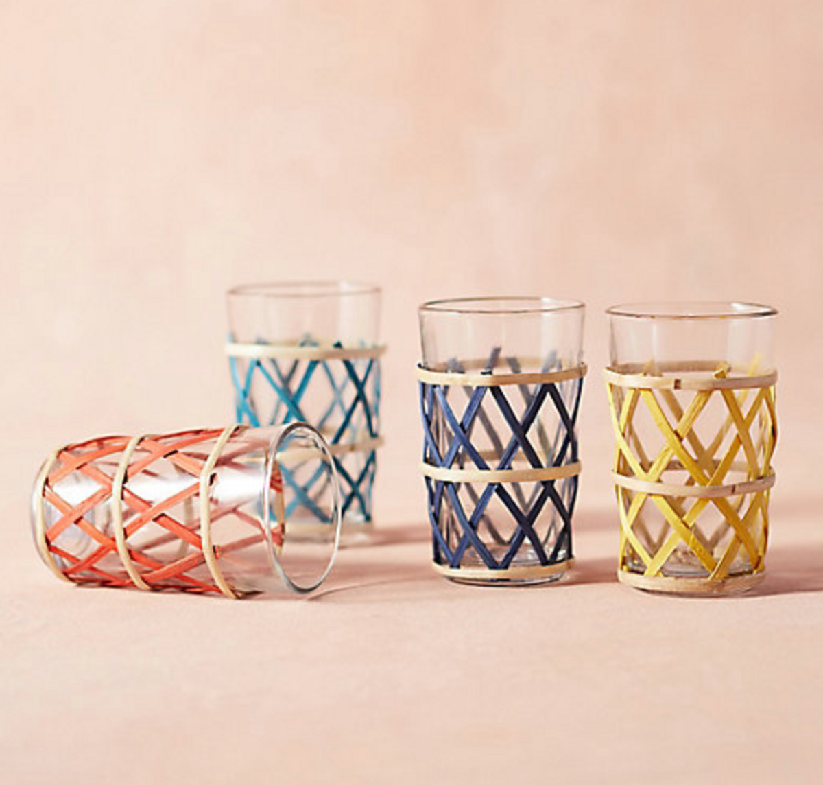 Colorful Cane-Wrapped Tumblers Set of 4