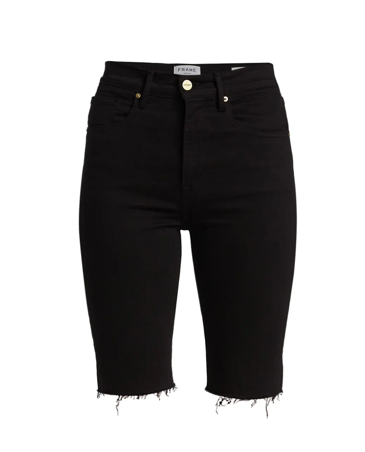 Black Le Vintage Bermuda Frayed Denim Shorts