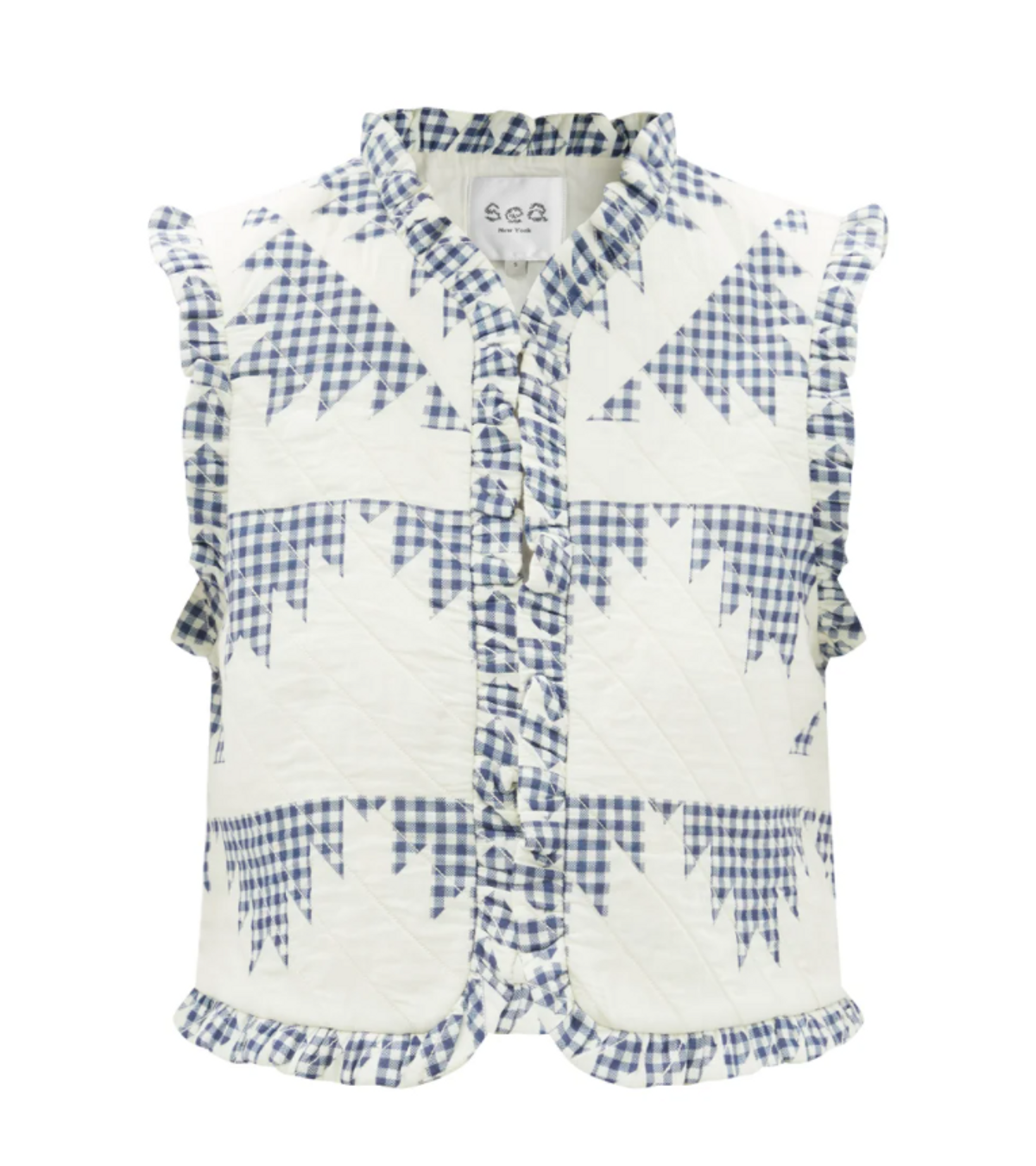 Gloucester Patchwork Gingham Quilted Cotton Gilet