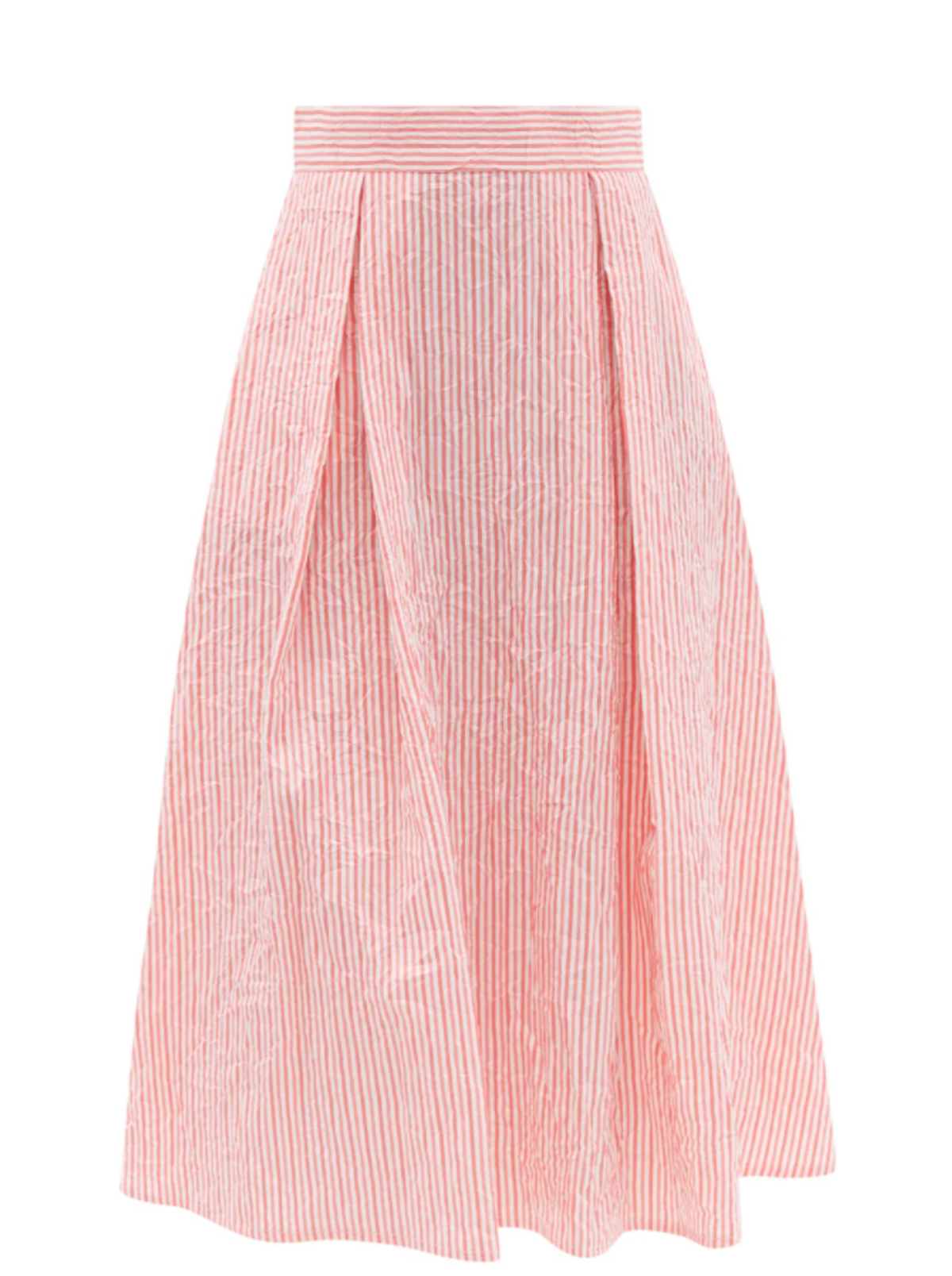 Wynona Crinkled Stripe Cotton-sateen Midi Skirt