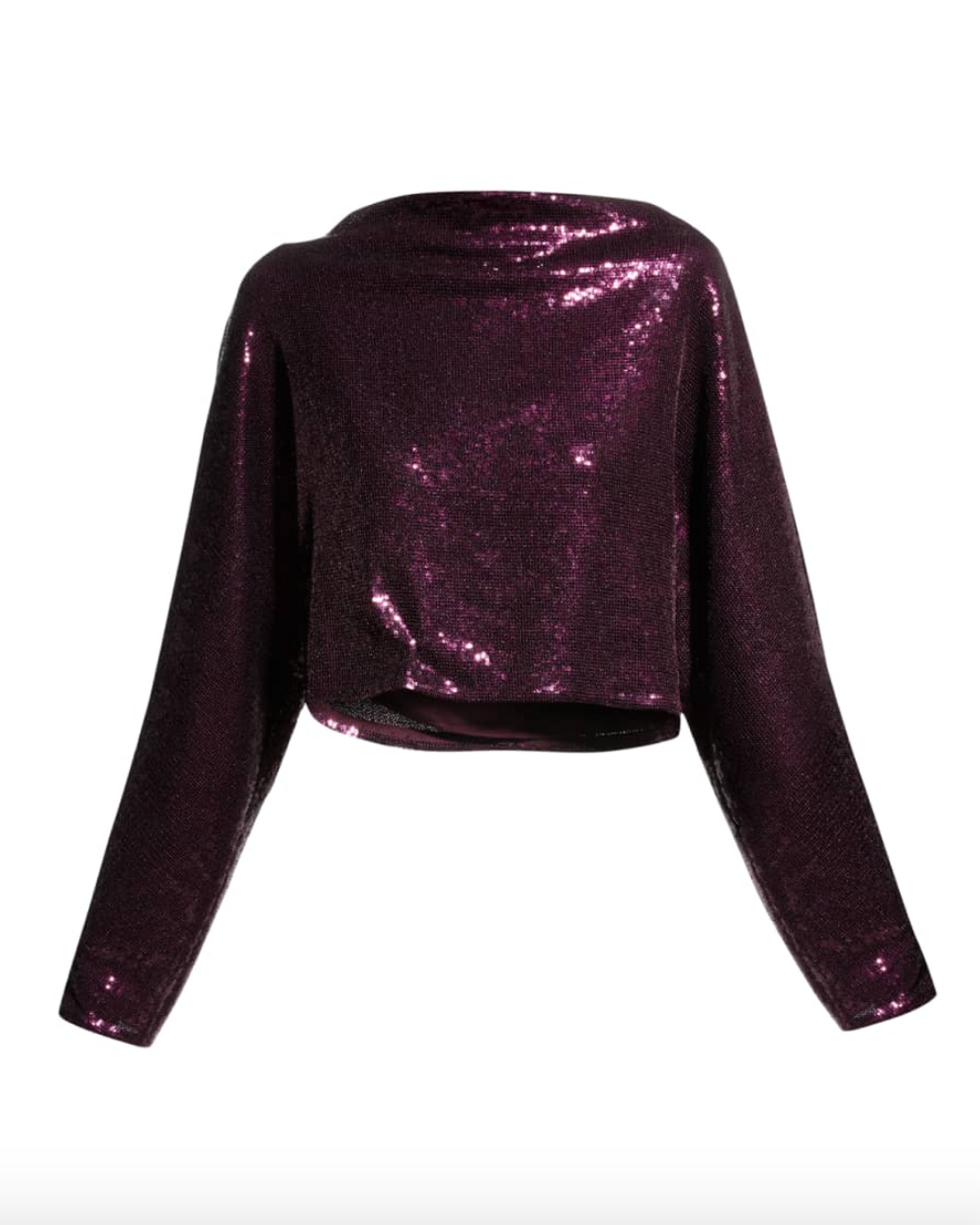 Dolman-Sleeve Sequined Cropped Top