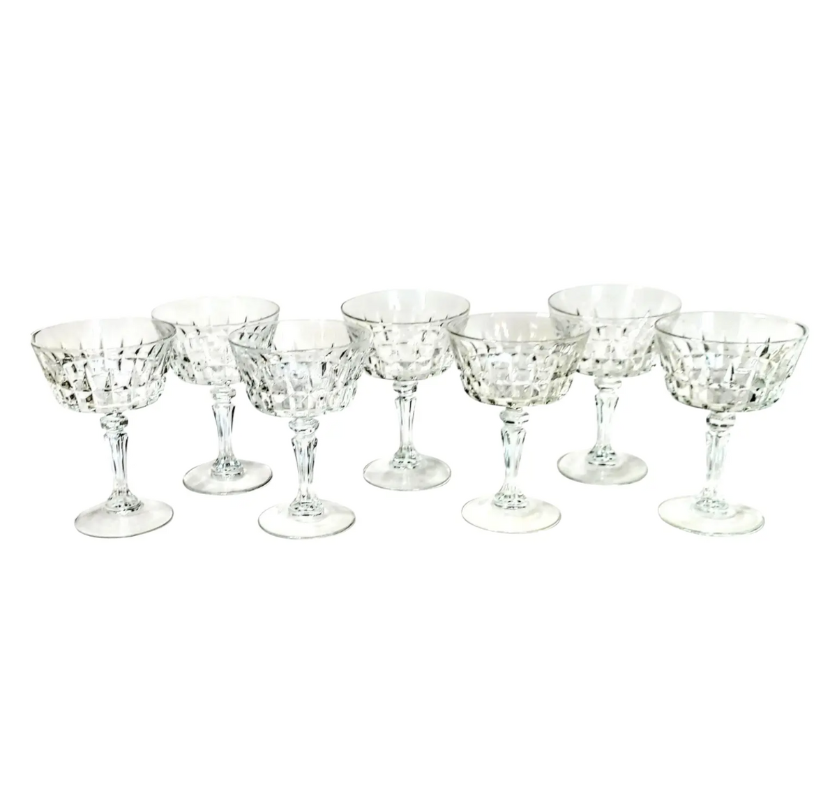 Vintage ‘40s Cut Crystal Champagne Coupes Set of 7