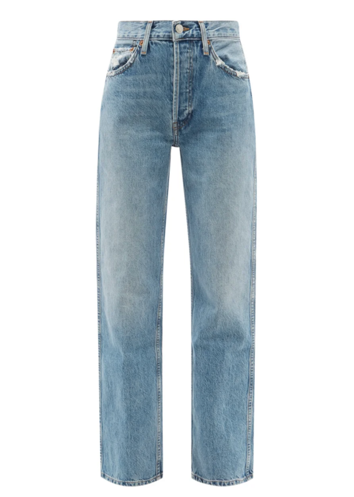 Distressed High-rise Straight-leg Jeans