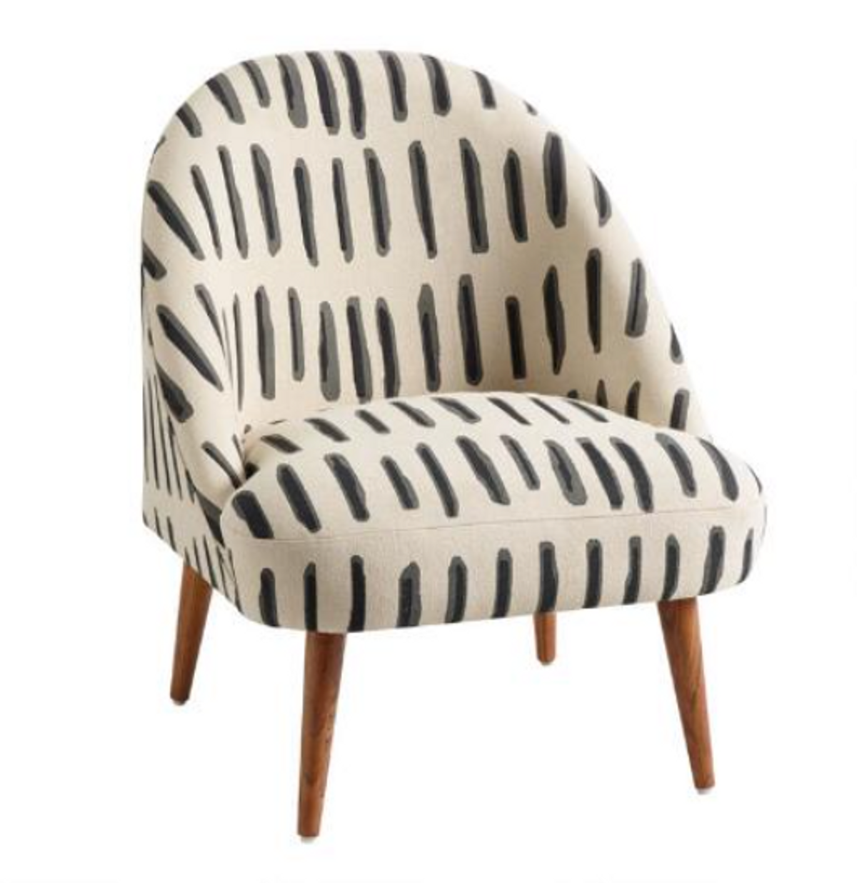 Charcoal Gray and Ivory Dash Print Noemi Chair