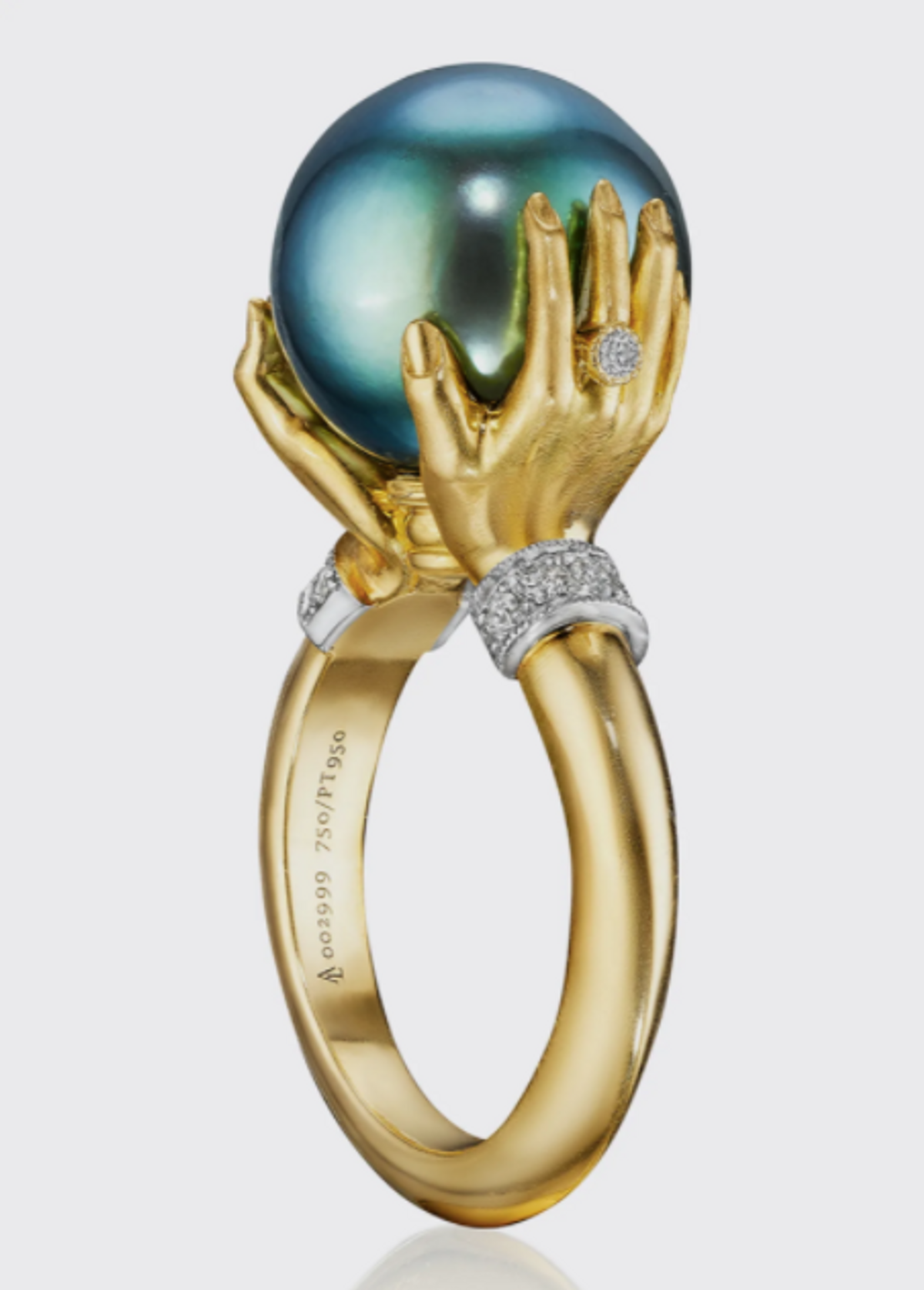 Tahitian Pearl Adorned Hands Ring