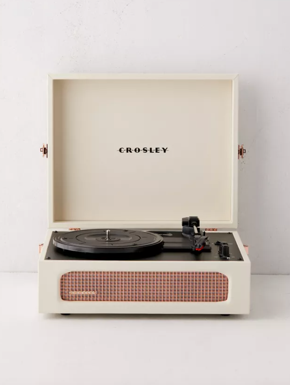 Cream Rose Gold Voyager Bluetooth Record Player