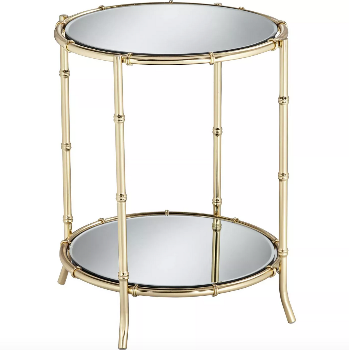 Modern Metal Faux Bamboo Round Accent Table