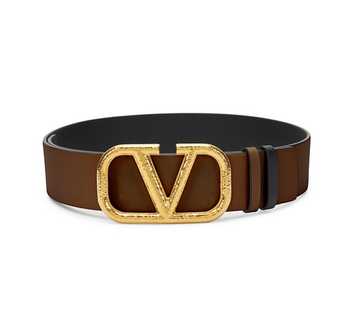 V Logo Reversible Leather Belt