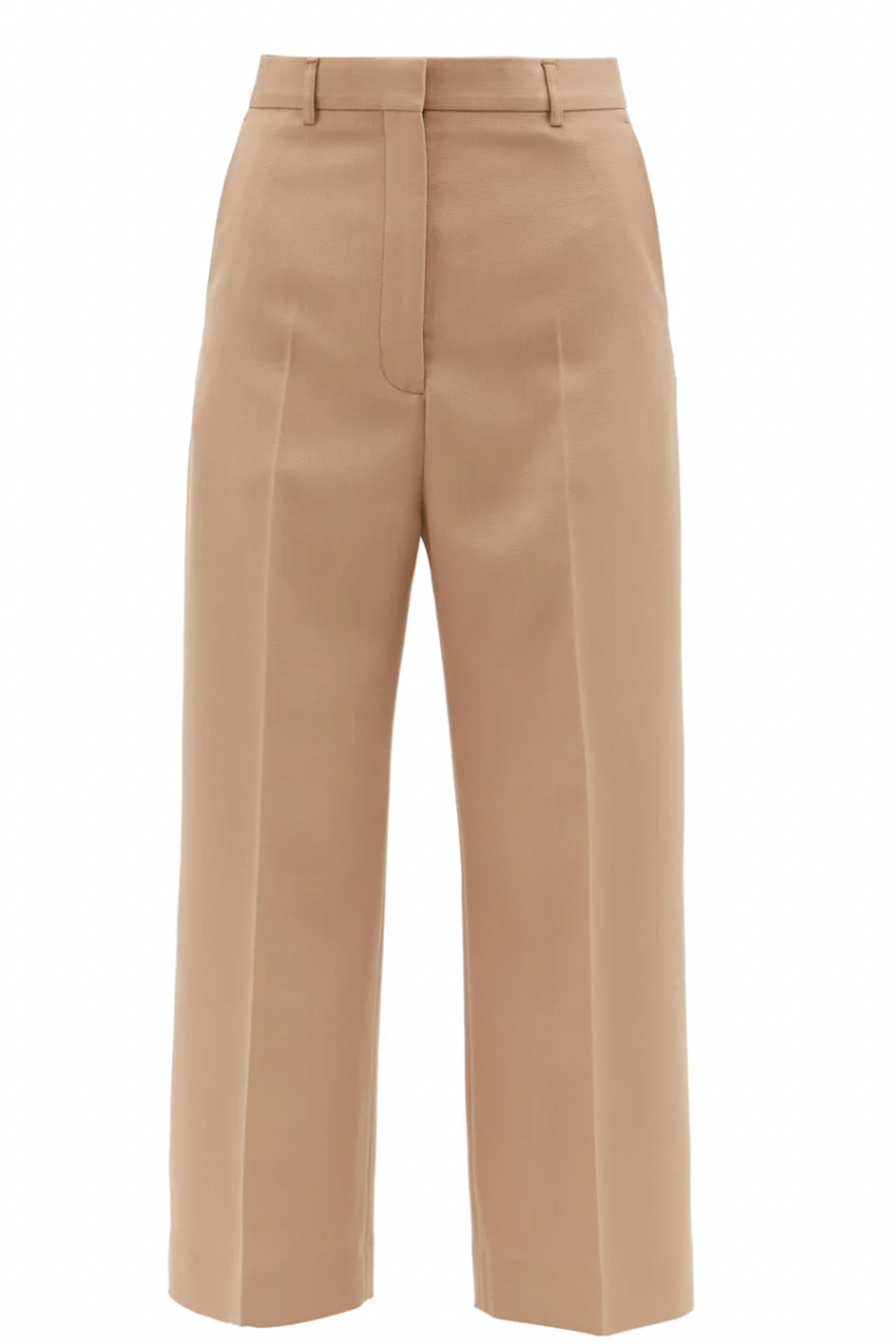 High-Rise Cropped Canvas Trousers