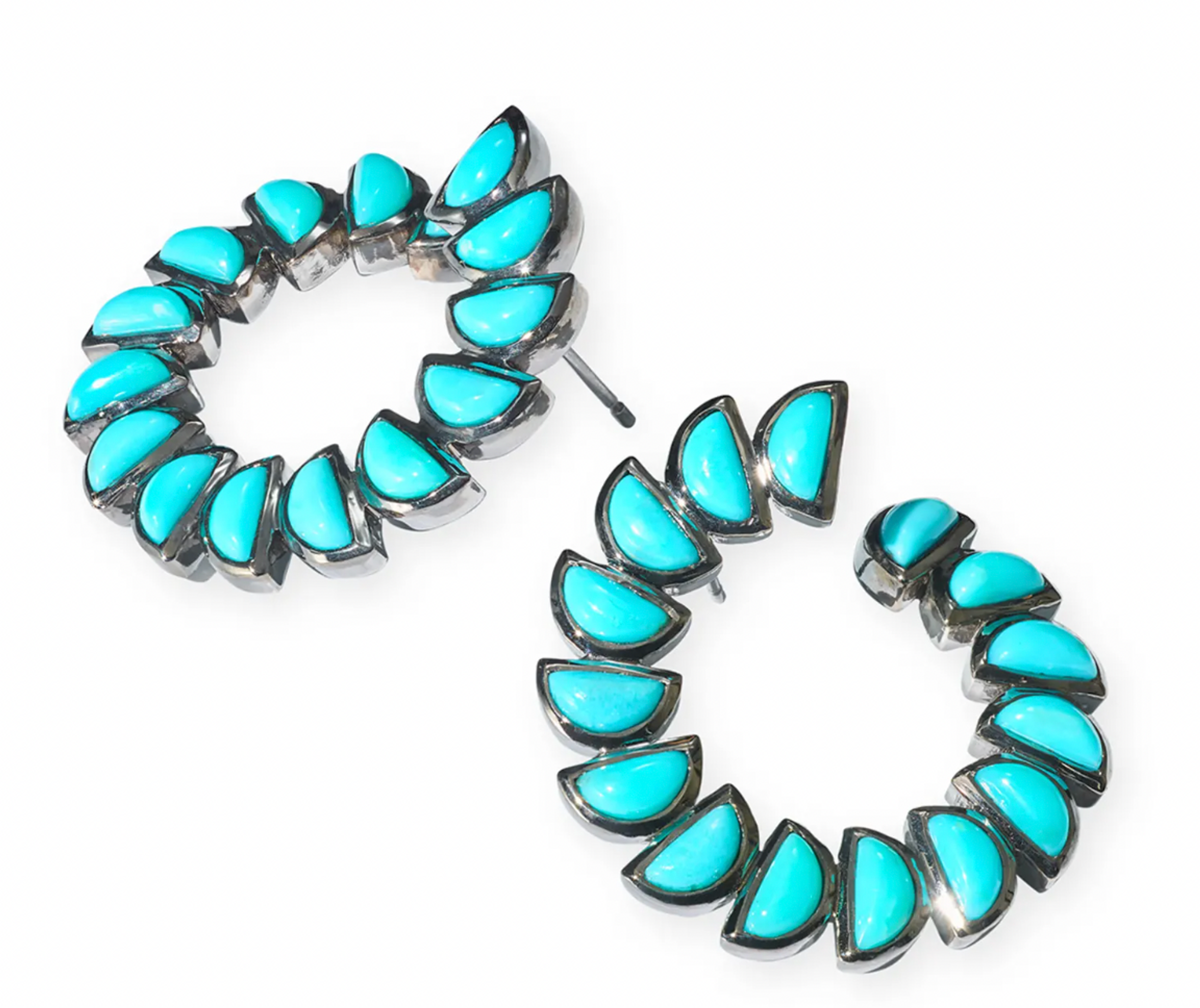 Marabou Turquoise Hoop Earrings
