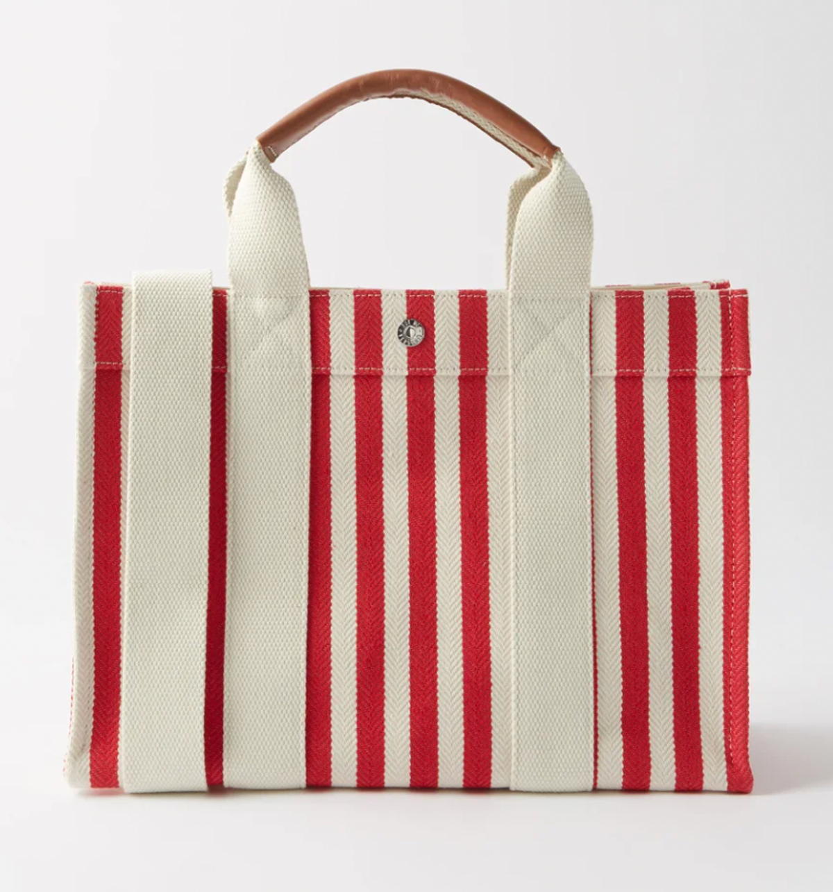 M Striped Canvas and Leather Tote