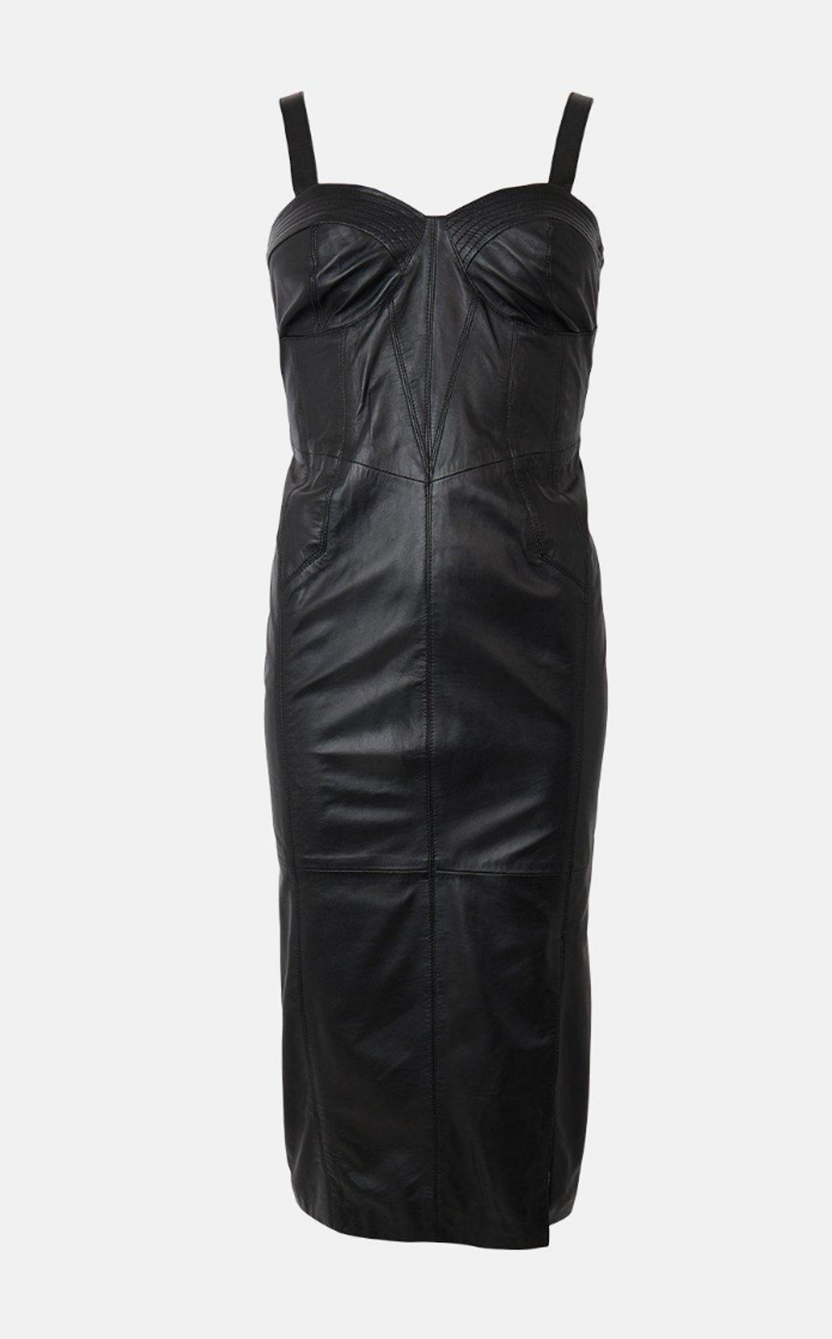Leather Corset Detail Midi Pencil Dress