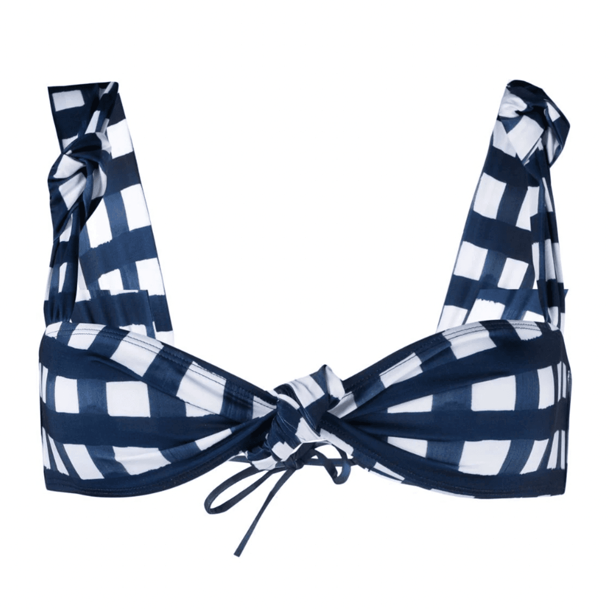 Gingham Check-Print Bikini Top