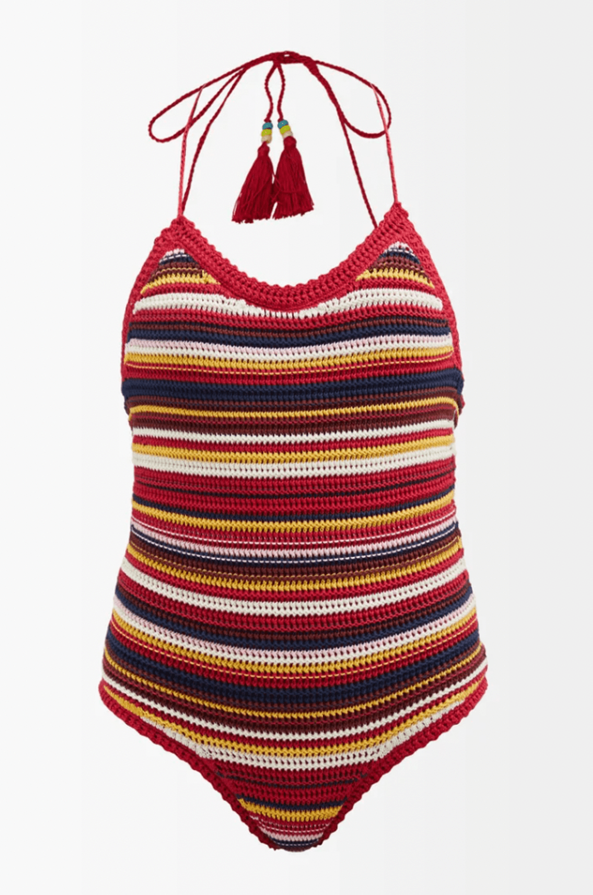 Beach Break Striped Cotton-Knit Swimsuit