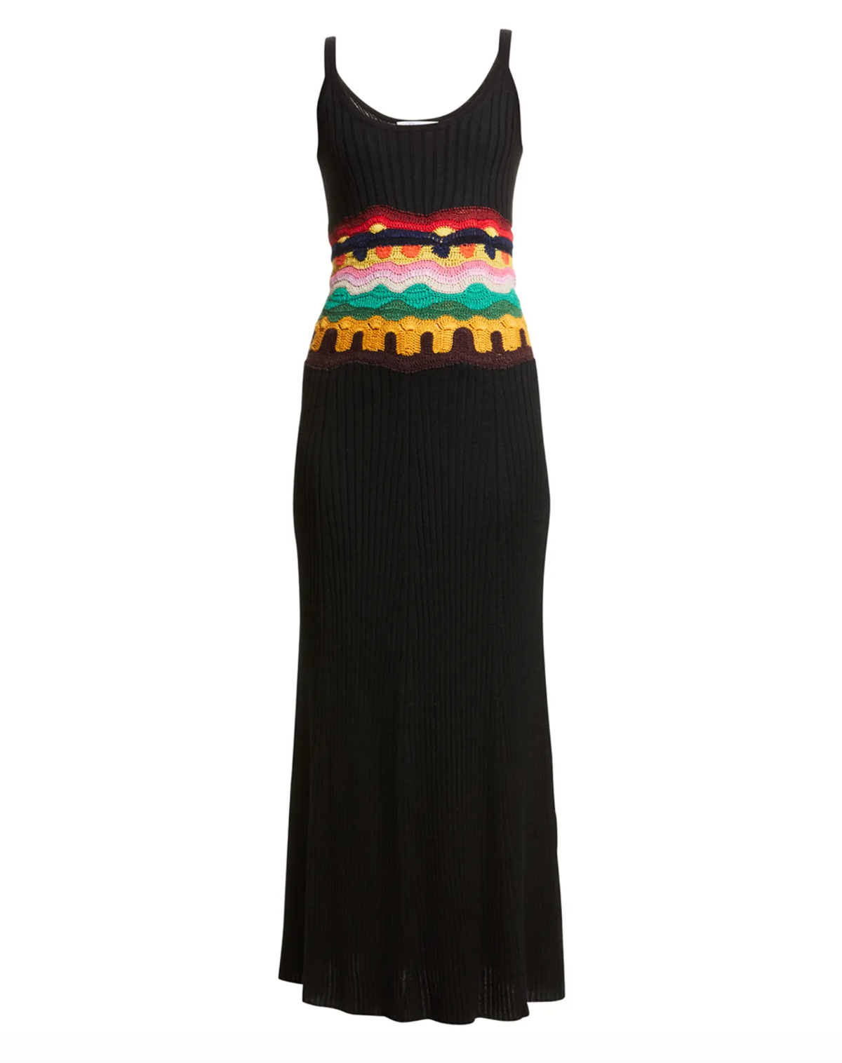 Sainz Crochet Waist Cashmere Silk Rib Maxi Dress