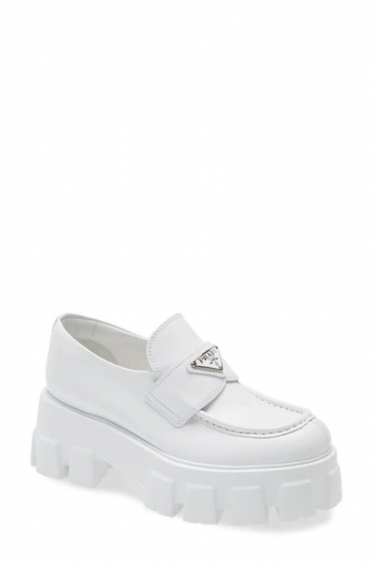 Monolith Leather Logo Platform Loafers In White