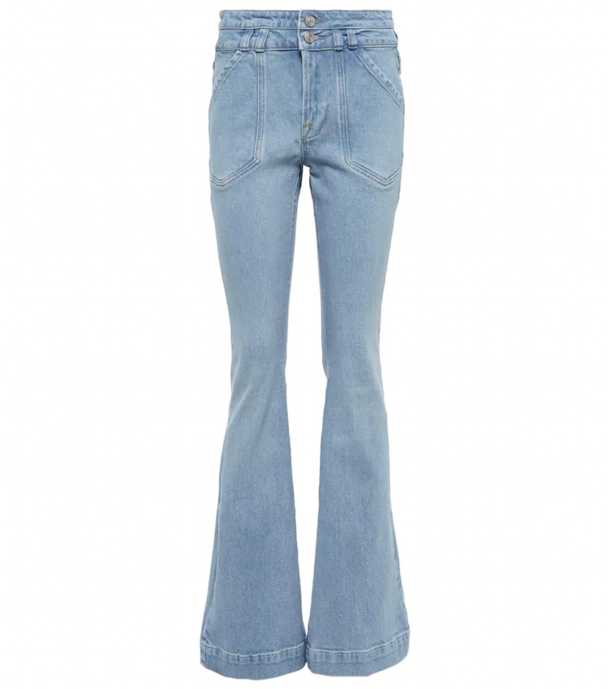 Double Button Flare High-rise Jeans In Caye
