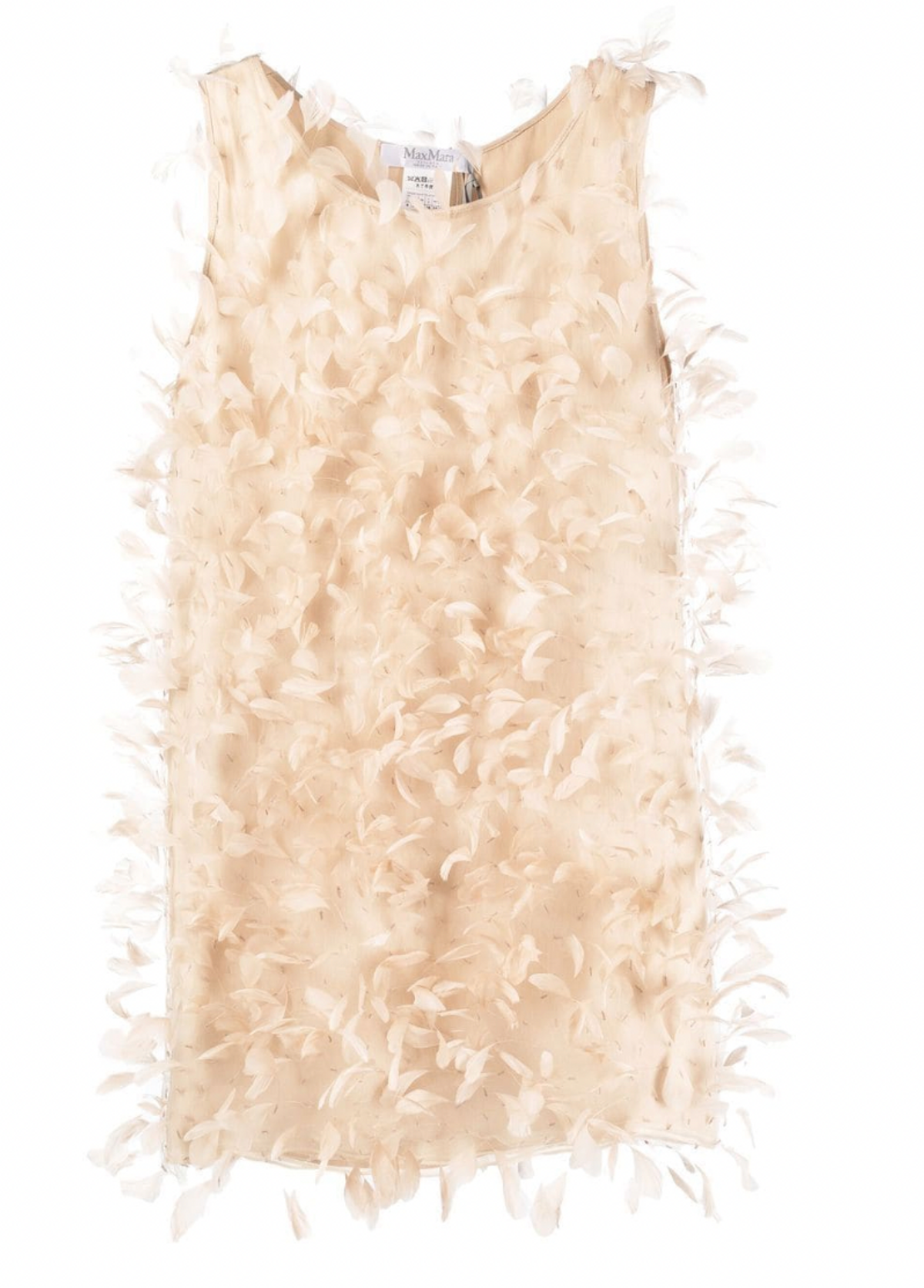 Feather-Trim Sleeveless Mini Dress