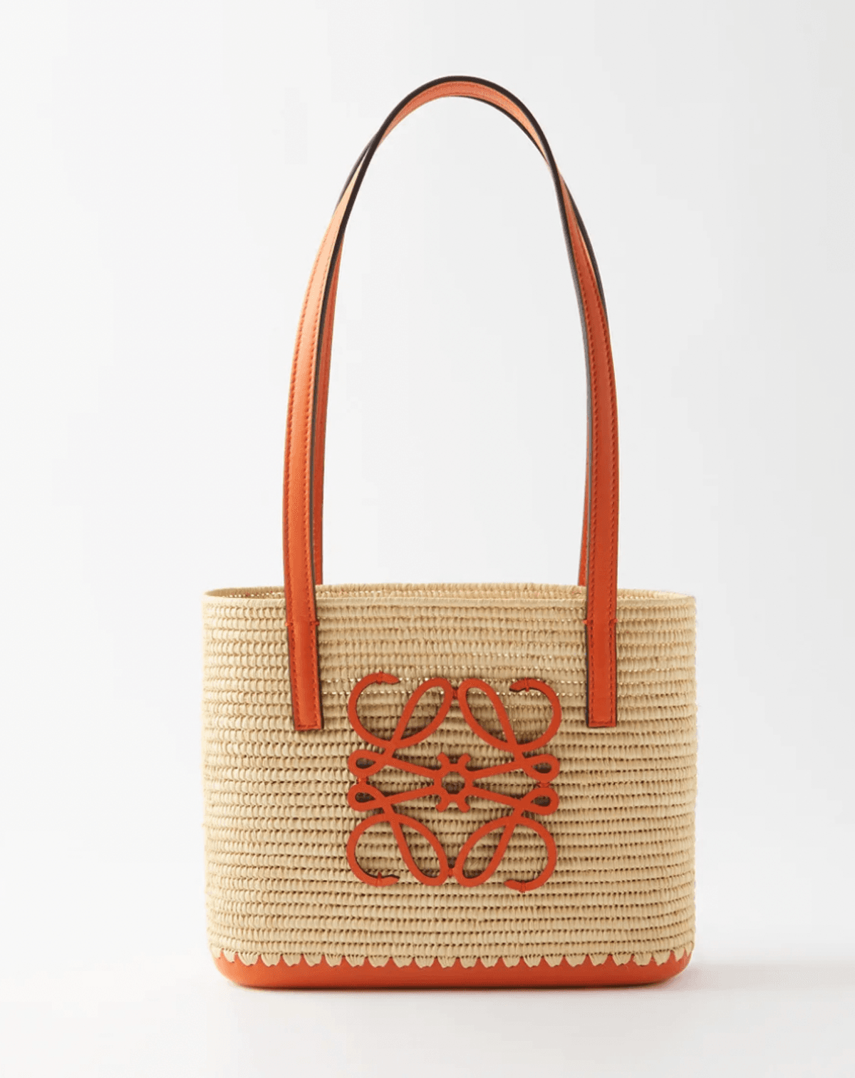 Anagram-Logo Mini Raffia Basket Bag