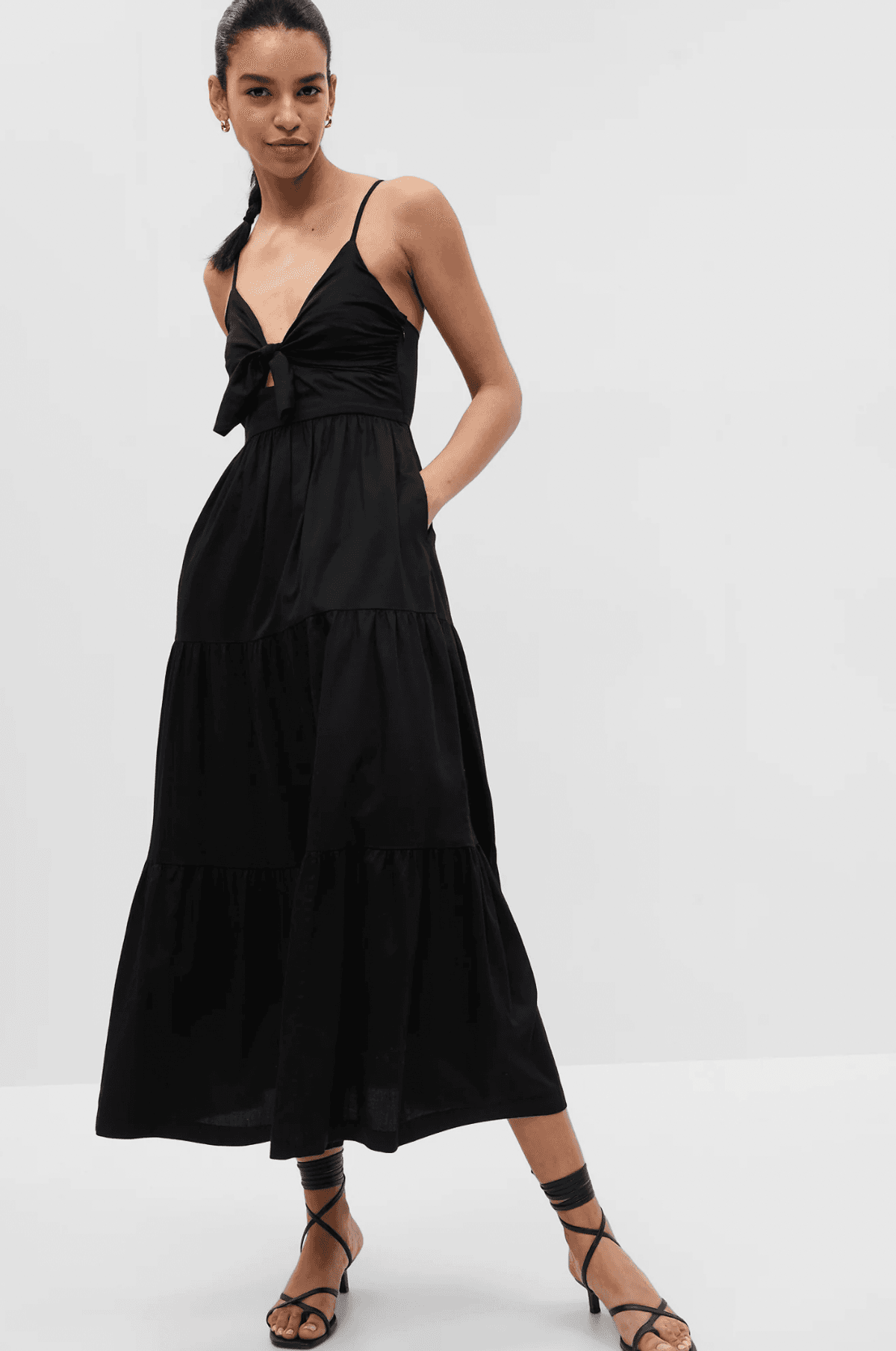 Tie-Front Cutout Maxi Dress
