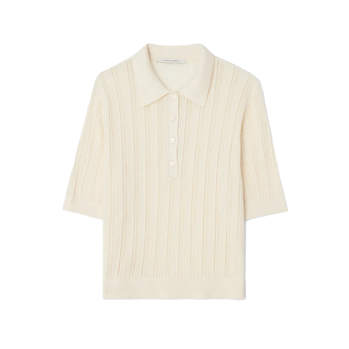 Hazel Knitted Pointelle Polo Shirt