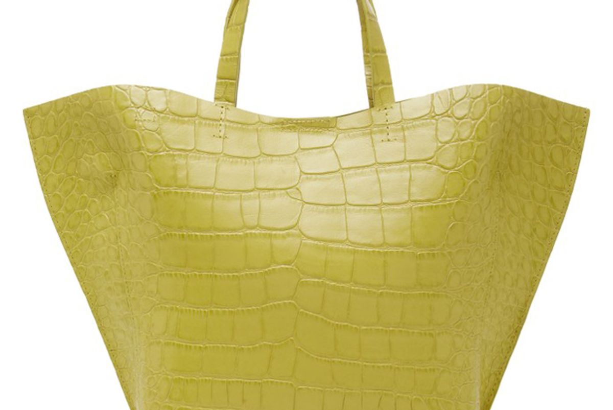 imago a croc embossed leather shell tote