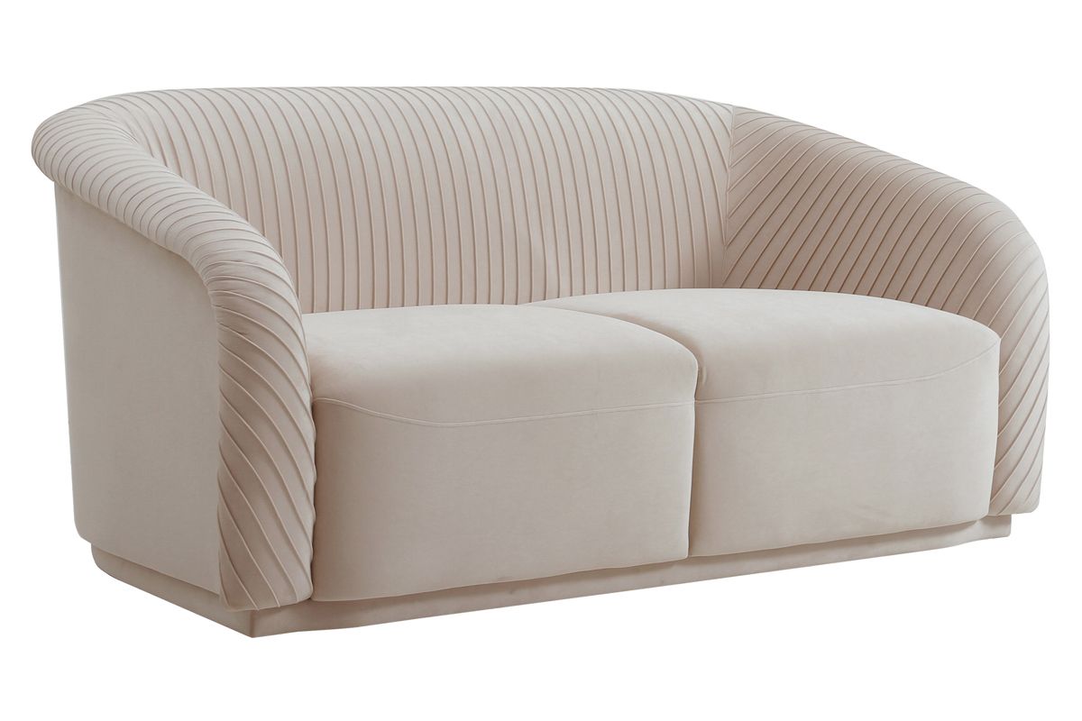 inspire me home decor yara pleated beige velvet loveseat