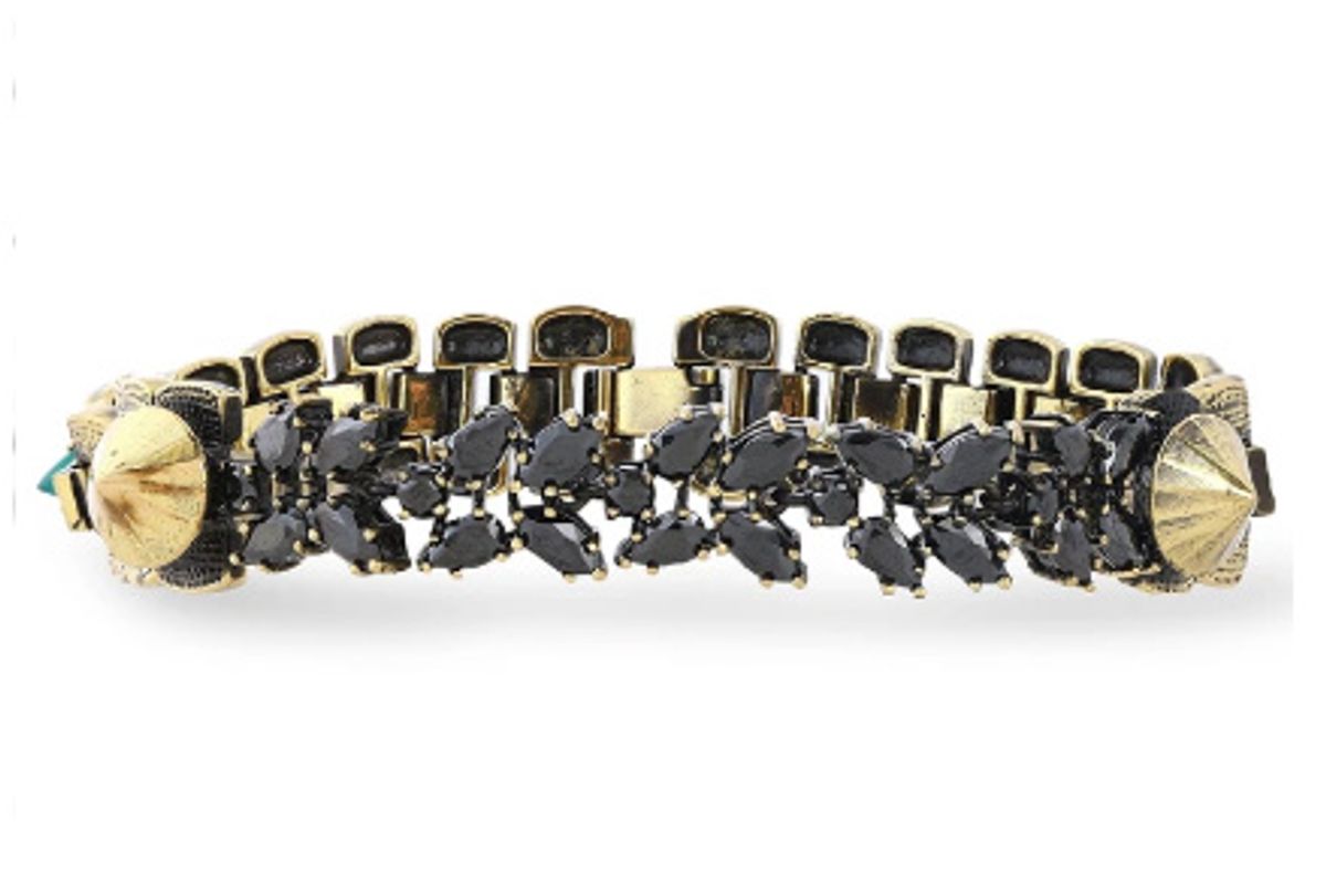 iosselliani burnished gold tone agate and crystal bracelet