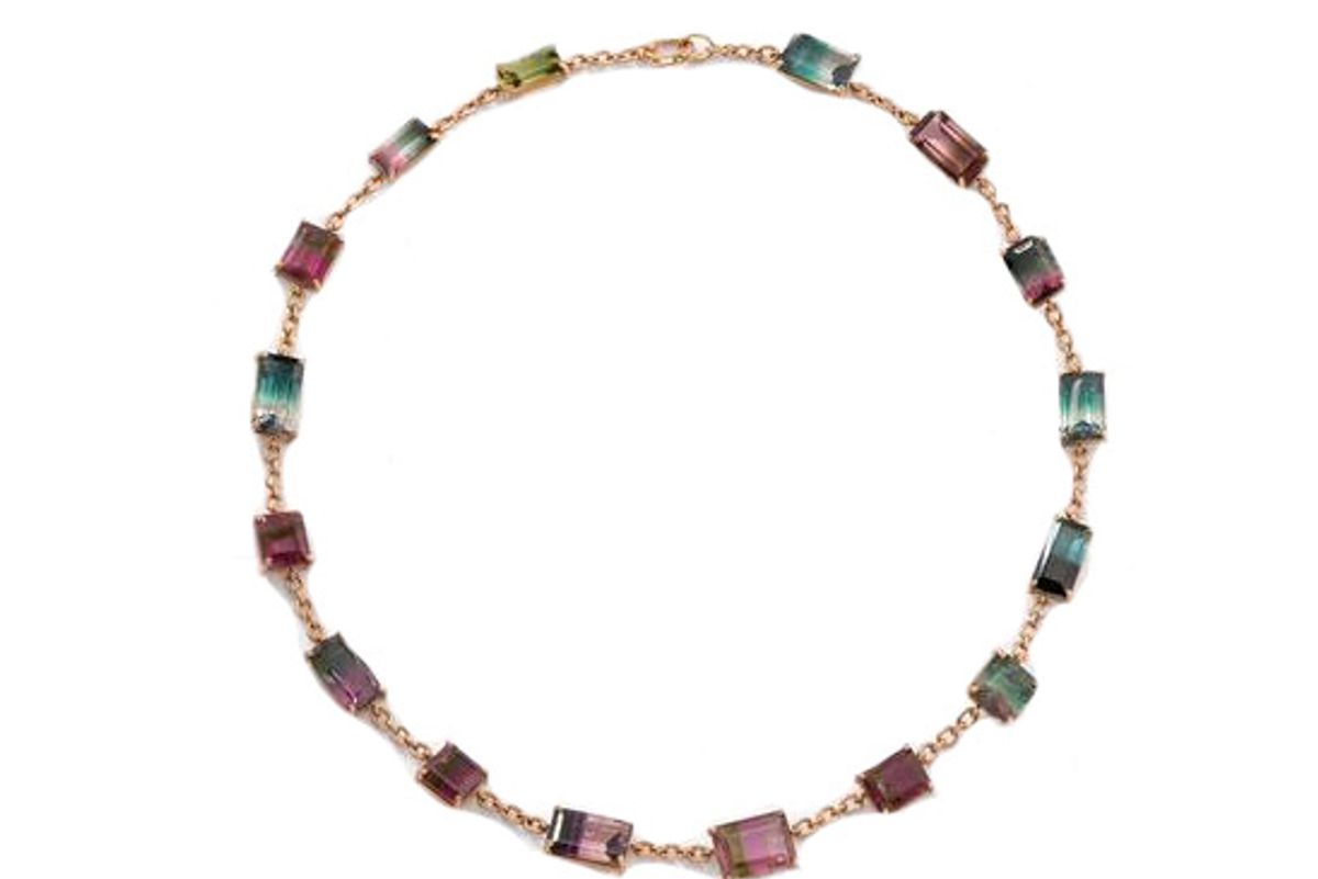 irenenu wirth one of a kind bi color tourmaline link necklace 18k rose gold