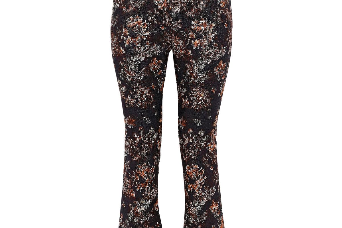 iro cropped floral jacquard flared pants