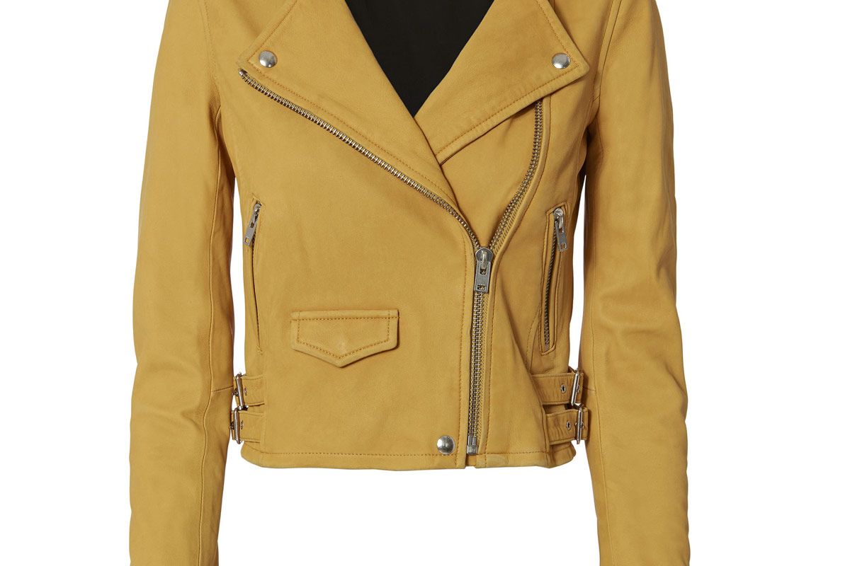 Ashville Yellow Cropped Leather Jacket