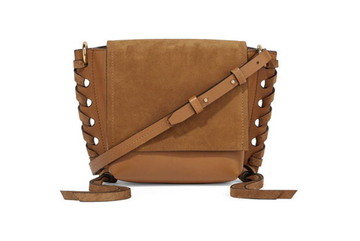 isabe marant kleny whipstitched leather and suede shoulder bag