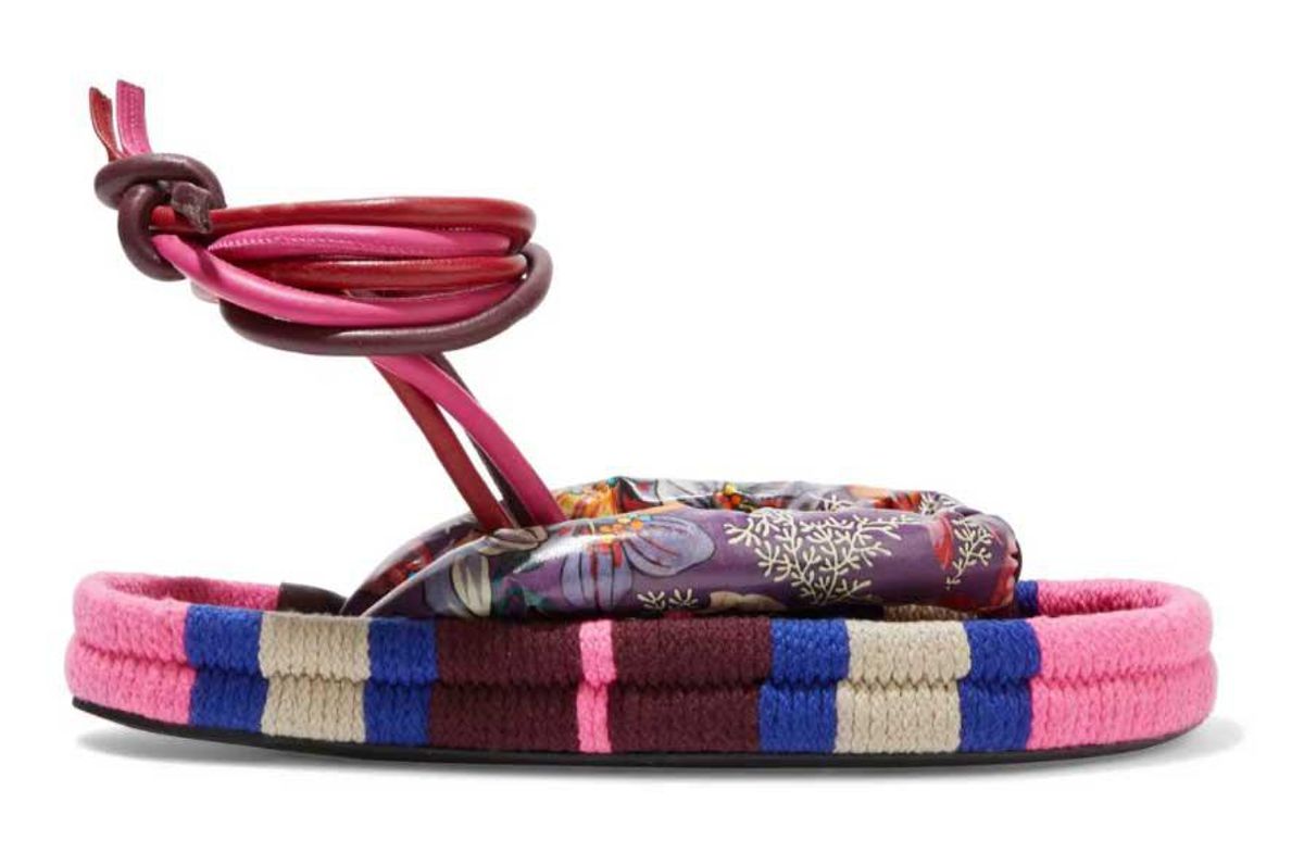 isabel marant elliam floral print coated canvas and cord sandals