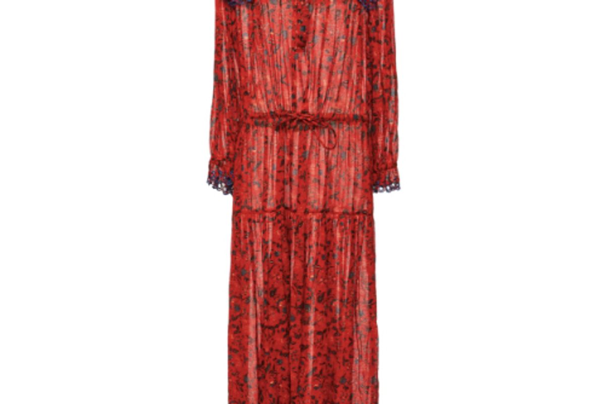 isabel marant etoile eina ruffled floral print cotton voile maxi dress