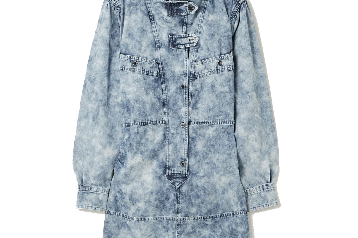 isabel marant etoile inaroa acid wash denim mini dress