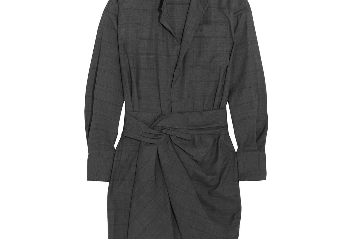 isabel marant etoile nolla knotted plaid wool mini dress