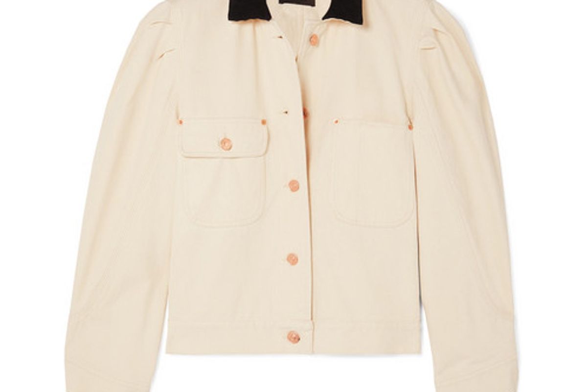 isabel marant iolana corduroy trimmed denim jacket