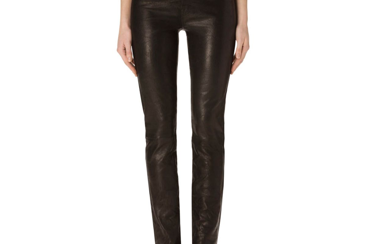 Maude Leather Mid-Rise Cigarette in Black