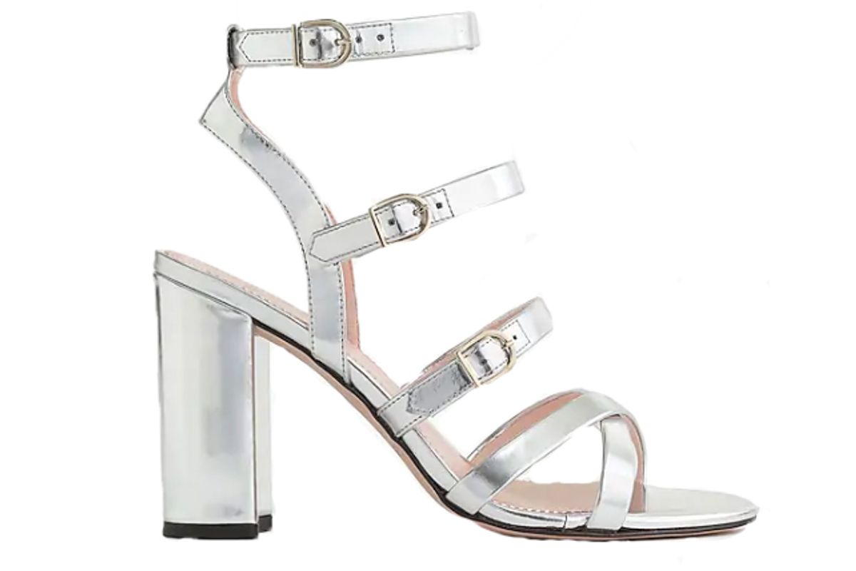 j crew buckled highheel sandals in mirror metallic