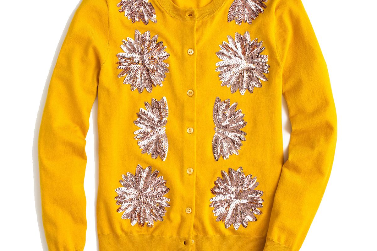 Embellished Cotton Jackie Cardigan Sweater